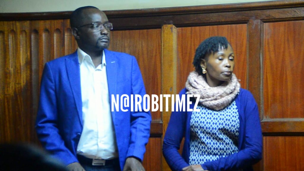 Benson Kariuki Ireri and Caroline Muambie Kibaru of County Capital ltd before court./PHOTO BY S.A.N.