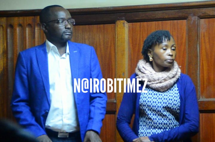 Benson Kariuki Ireri and Caroline Muambie Kibaru of County Capital ltd before court./PHOTO BY S.A.N.